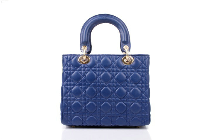 lady dior lambskin leather bag 6322 blue with gold hardware